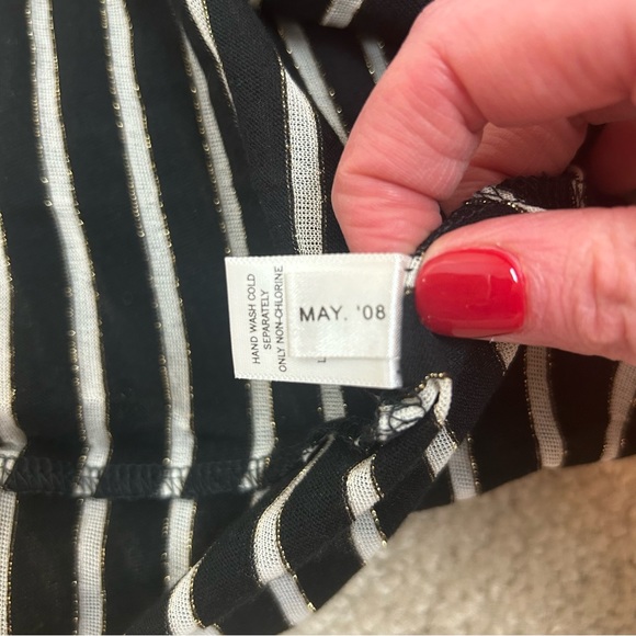 Express Black Striped Embroidered Rhinestone Turtleneck Long sleeve Top - Picture 12 of 12